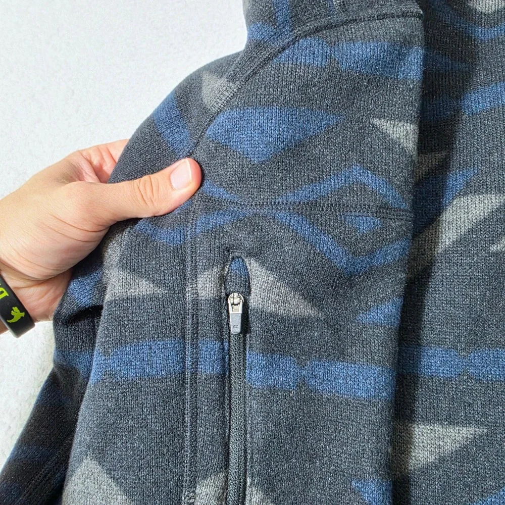 NEW The North Face Gordon Lyons Mens S Pullover Blue Aztec L/S Fleece NF0A3YRB